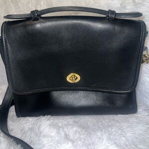 Vintage Coach  Black Leather Willis Handbag 1970’s